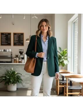 90s Y2K Vintage Sag Harbor Dark Green Single Button Blazer Jacket Women Size 12